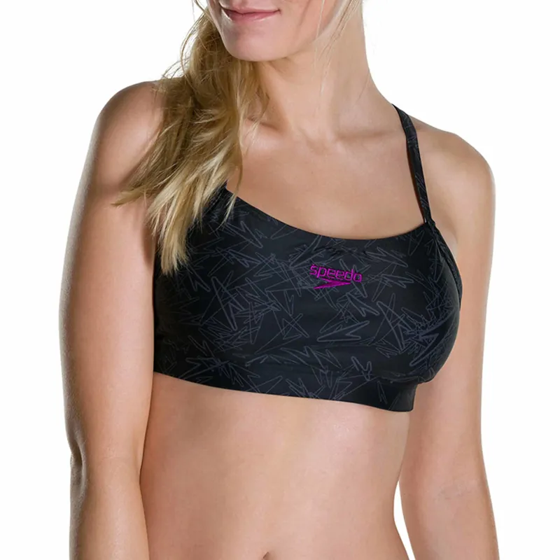 Speedo Women's Boom Allover 2 Piece Swimsuit Black/Grey 30-4